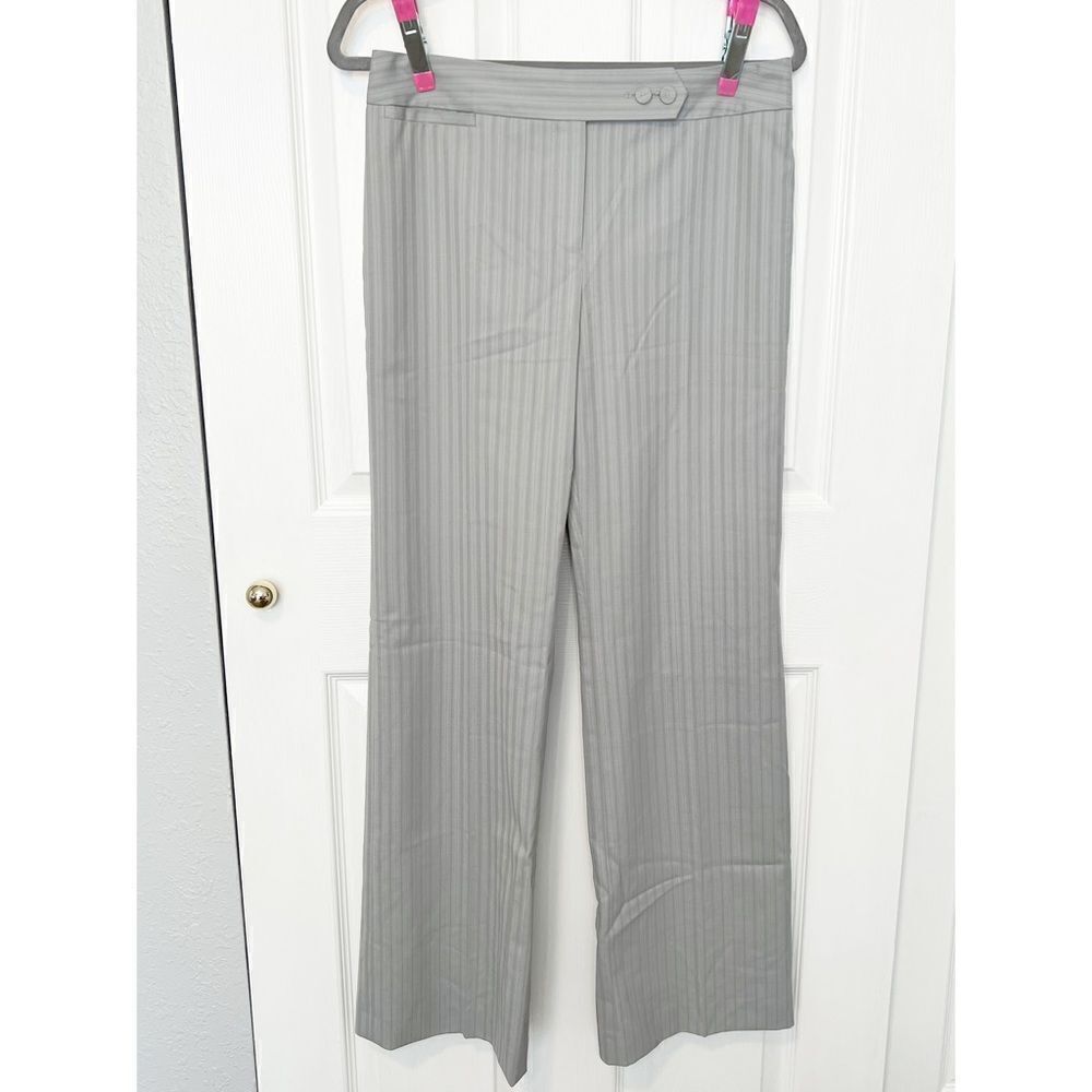 Ann Taylor NWOT Gray and Light Blue Striped Wool Blend Trousers Size 4